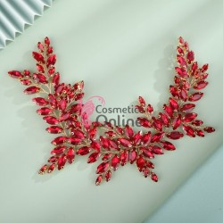 Accesoriu elegant pentru decor par AP002JJ Auriu cu cristale Rosii + 2 agrafe